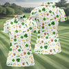 Maxcorners St Patrick's Day Beer Golden Horseshoes Shamrock Golf Shirt, Women's Golf Tops, Ladies Golf Polos