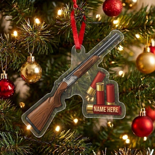 Maxcorners Personalized Trap Shotgun Shells Custom Name Hunting Acrylic Christmas Ornament And Keychain Custom Gift For Hunters 2D Flat