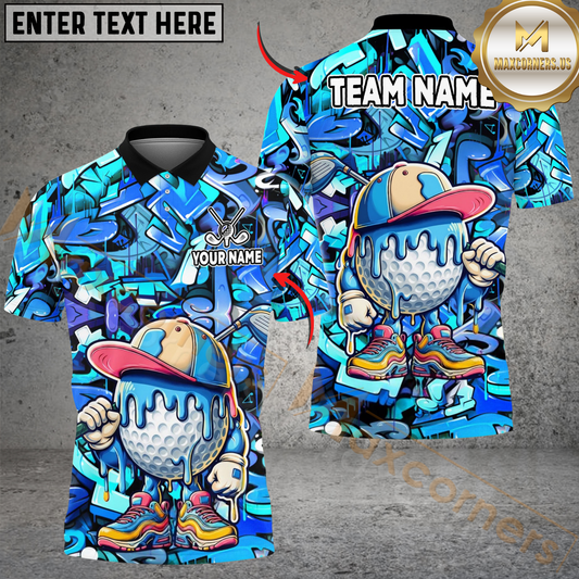 Maxcorners Golf Graffiti Ice Cream Drip Design Personalized Name, Team Name 3D Shirt (4 Colors)