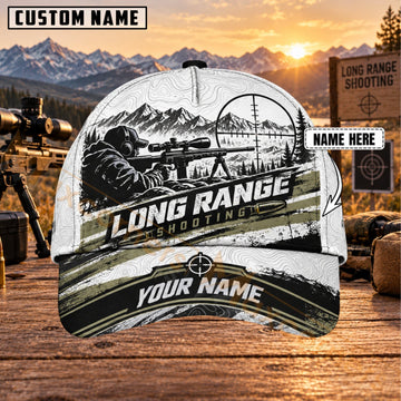 Maxcorners Long Range Shooting Monochrome Rifle Sketch Personalized Name 3D Cap