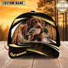 Maxcorners Dog Hunting And Duck Black Gold Wave Wetland Personalized Name 3D Cap