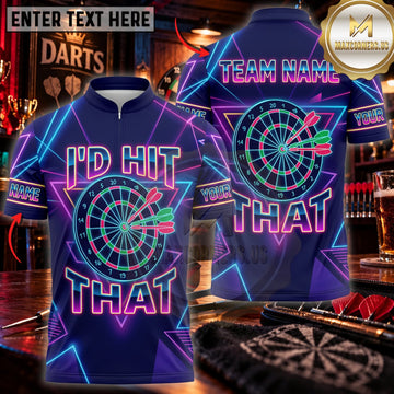 Maxcorners Darts Did I Hit That Neon Blue Purple Dartboard Personalized Name 3D Unisex Shirt