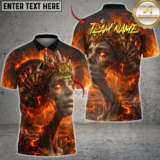 Maxcorners Darts Volcanic Lava Queen Goddess Multicolor Customized Name, Team Name 3D Shirts
