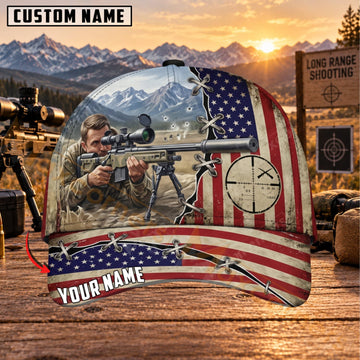 Maxcorners Long Range Shooting Patriotic Soldier Scope Personalized Name 3D Cap