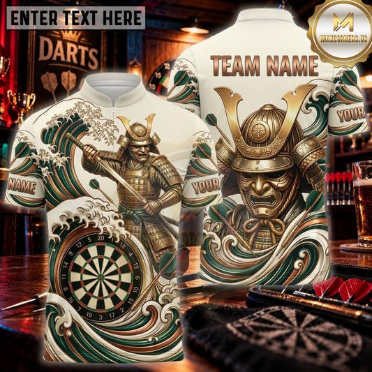 Maxcorners Darts Antique Gold Samurai Armor Dartboard Personalized Name 3D Unisex Shirt