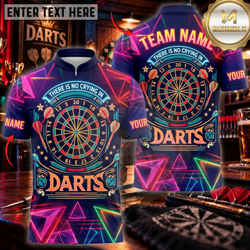 Maxcorners Darts Colorful Neon Geometric Dartboard Pattern Personalized Name 3D Unisex Shirt
