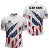 Maxcorners Personalized American Flag Billiard Shirts For Men, Patriotic 8 Ball Pool Team Jersey | White LM1805