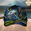 Maxcorners Fishing Grim Reaper Blue Green Splash Personalized 3D Cap