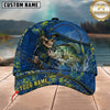 Maxcorners Fishing Skull Fisherman Blue Yellow Splash Personalized 3D Cap