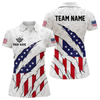 Maxcorners Personalized American Flag Billiard Shirts For Men, Patriotic 8 Ball Pool Team Jersey | White LM1805