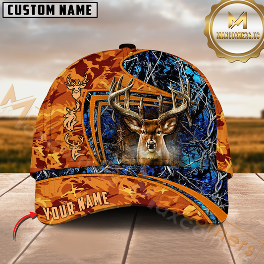 Maxcorners Classic Forest Deer Hunter Personalized Hat 3D Printed Multicolor | Orange