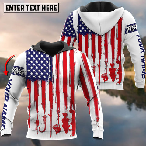 Maxcorners Fishing Flag Us Customize Name 3D Hoodie