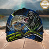 Maxcorners Fishing Grim Reaper Blue Green Splash Personalized 3D Cap