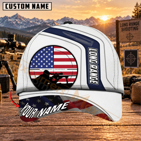 Maxcorners Long Range Shooting USA Emblem Shooter Personalized Name 3D Cap