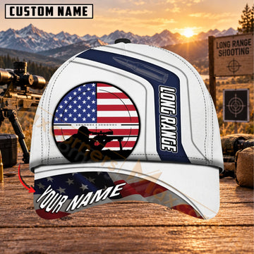 Maxcorners Long Range Shooting USA Emblem Shooter Personalized Name 3D Cap