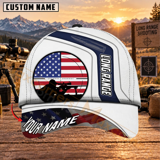 Maxcorners Long Range Shooting USA Emblem Shooter Personalized Name 3D Cap