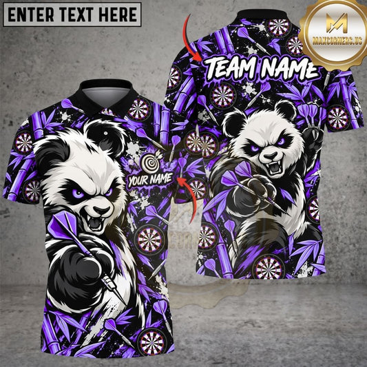 Maxcorners Darts Furious Panda Mascot Holding Darts Bamboo Leaves Target Board Graphic Multicolor Customized Name, Team Name 3D Shirts