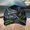 Maxcorners Fishing Grim Reaper Blue Green Splash Personalized 3D Cap