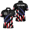 Maxcorners Personalized American Flag Patriotic Dart Shirts For Men – Darts Team Jerseys Polo & 1/4 Zip|Black  LM1805
