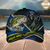 Maxcorners Fishing Grim Reaper Blue Green Splash Personalized 3D Cap