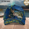 Maxcorners Fishing Skull Fisherman Blue Yellow Splash Personalized 3D Cap