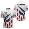 Maxcorners Personalized American Flag Patriotic Dart Shirts For Men – Darts Team Jerseys Polo & 1/4 Zip|White LM1805