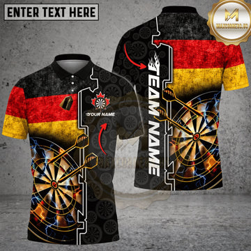 Maxcorners Darts Germany Flag Golden Dartboard Personalized Name 3D Unisex Shirt