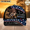 Maxcorners Dog Hunting And Duck Black Navy American Stars And Stripes Personalized Name 3D Cap