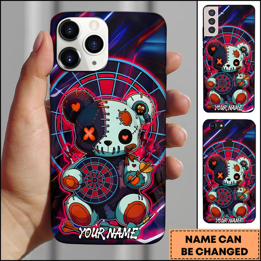 Maxcorners Darts Voodoo Teddy Bear Dartboard Multicolor Personalized Name 3D Phone Case