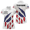 Maxcorners Personalized American Flag Patriotic Dart Shirts For Men – Darts Team Jerseys Polo & 1/4 Zip|White LM1805