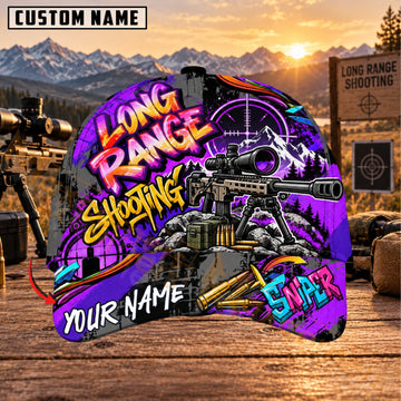 Maxcorners Long Range Shooting Neon Graffiti Personalized Name 3D Cap
