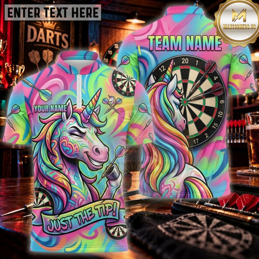 Maxcorners Darts Colorful Psychedelic Unicorn Graffiti Personalized Name 3D Unisex Shirt