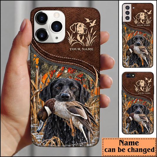 Maxcorners Duck Hunting Golden Retriever Brown Leather Hunting Badge Personalized Name 3D Phone Case - Black Labrador Retriever - Pintail