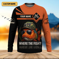 Maxcorners WTF Where The Fish Camo Tournament Fishing Shirts, Funny Fishing Shirt, SPF Shirt For Men, Men's Fishing Shirt