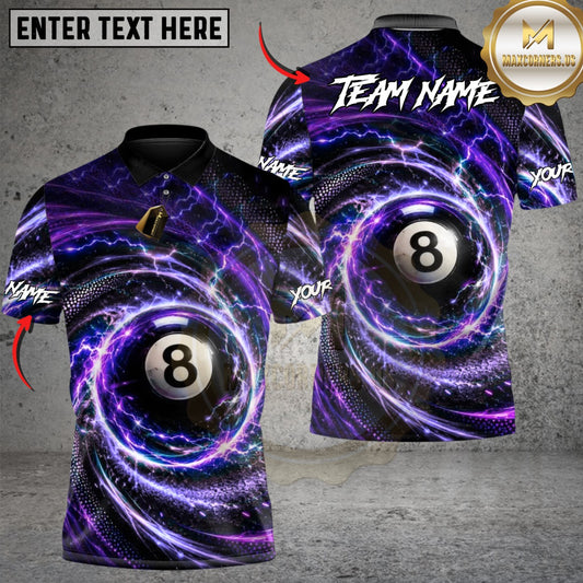 Maxcorners Lightning Strike 8-Ball Billiards Multicolor Customized Name, Team Name 3D Shirts