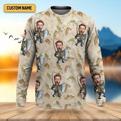 Maxcorners Custom Face Fishing Man SPF Shirt For Men, Funny Fishing Shirt, Presents For Fishermen