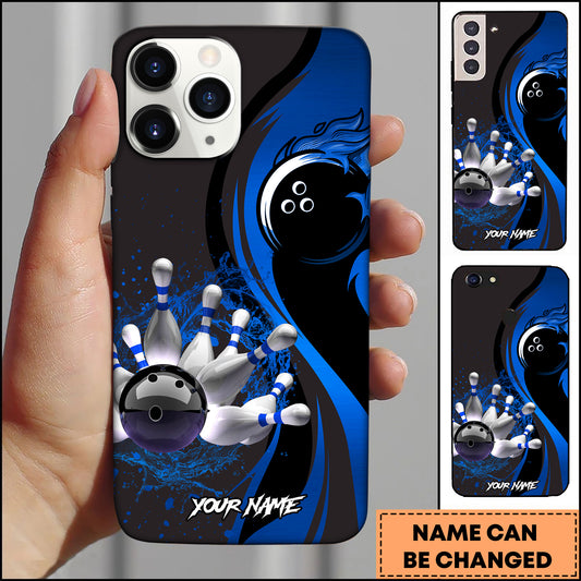 Maxcorners Bowling Wave Strike Pins Multicolor Personalized Name 3D Phone Case