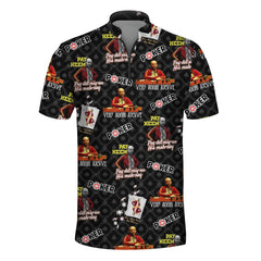 Maxcorners Rounders Teddy KGB Poker Pattern Polo Shirt - Men's Poker Club Shirts for TeamLM1009