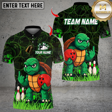 Maxcorners Bowling Cool Turtle Personalized Name 3D Unisex Shirt