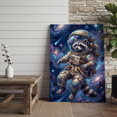 Maxcorners Astronaut Raccoon Floating in Outer Space Galaxy Art Canvas Wall Art