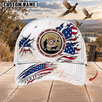 Maxcorners Upland Bird Hunting Patriotic Target Pheasant Personalized Name 3D Cap