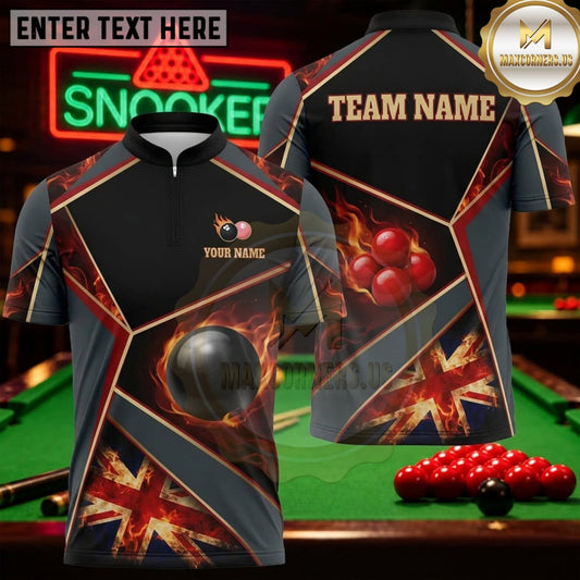Maxcorners Snooker Black Copper Geometric Fire Personalized Name 3D Unisex Shirt