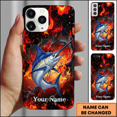 Maxcorners Marlin Fishing Fire Vortex Art Personalized Name 3D Phone Case