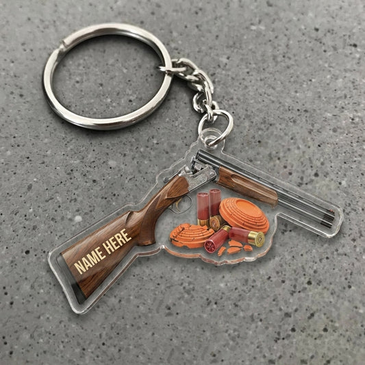 Maxcorners Personalized Trap Shooting Shotgun Clay Target Shell Custom Name Acrylic Christmas Ornament And Keychain Custom Gift For Hunters 2D Flat