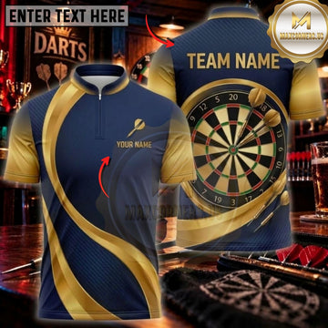 Maxcorners Darts & Dynamic Dartboard Curved Stripe Graphic Multicolor Customized Name, Team Name 3D Shirts