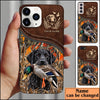 Maxcorners Duck Hunting Golden Retriever Brown Leather Hunting Badge Personalized Name 3D Phone Case - Black Labrador Retriever - Mallard