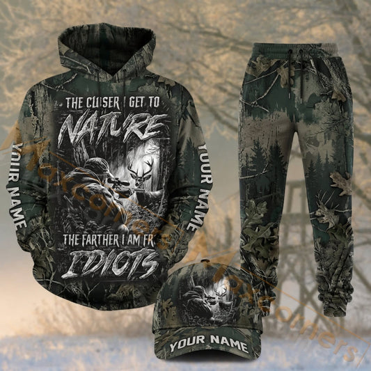Maxcorners Hunting Closer To Nature Deer Forest Dark Camo Personalized 3D Shirts