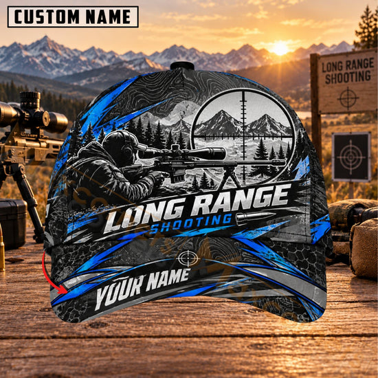 Maxcorners Long Range Shooting Blue Accent Tactical Personalized Name 3D Cap