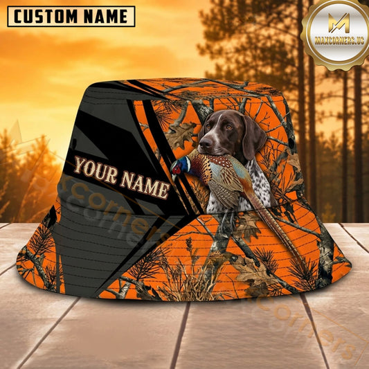 Maxcorners Duck Hunting Labrador Orange Carbon Personalized Name 3D Bucket Hat