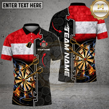 Maxcorners Darts Austria Flag Golden Dartboard Personalized Name 3D Unisex Shirt